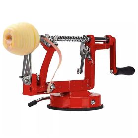 Apple Peeler Corer with Stainless Steel Blades and Powerful Suction Base - Red