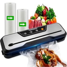 Food Vacuum Sealer Machine with 2 Rolls Food Vacuum Sealer Bags;   Food Storage Saver Dry & Moist Food Modes;  Led Indicator Lights;  Easy to Clean;