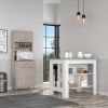 Calgary 2 Piece Kitchen Set, Kitchen Island + Pantry Cabinet , White /Light Gray - White /Light Gray