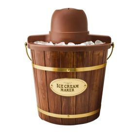 4 Quart Electric Wood Bucket Ice Cream Maker with Carry Handle - 4 Qt