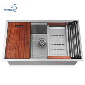 Factory Directly 30 inch or 32 inch  Multi-functional OEM Handmade SUS 304 Stainless Steel Undermount Kitchen Sink Workstation - AW3218A1L R0 - R0