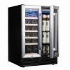 Wine Cooler Refrigerator - Dual Zone Built-in or Freestanding Fridge with Stainless Steel Tempered Glass Door and Temperature Memory Function - 24 inc