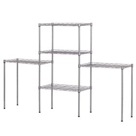 Changeable Assembly Floor Standing Carbon Steel Storage Rack Silver RT - silver