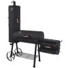 BBQ Charcoal Smoker with Bottom Shelf Black Heavy XXL - Black