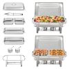 VEVOR 2-Pack Rectangle Chafing Dish Set 2 Full-Size 8Qt Pan 4 Half-Size 4Qt Pans - Default