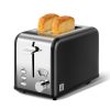 Retro Stainless-Steel Style 2-Slice Toaster  - Black & Silver