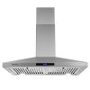 30 Inch Wall Mount Kitchen Hood 350 CFM Range Hood Stove Vented Hood Exhaust Fan - sliver