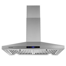 30 Inch Wall Mount Kitchen Hood 350 CFM Range Hood Stove Vented Hood Exhaust Fan - sliver