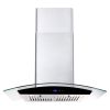 30 inch Wall Mounted Range Hood 700CFM Tempered Glass Touch Panel Control Vented LEDs - Touch Control - Black