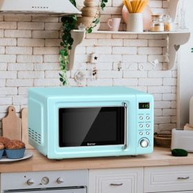 700W Retro Countertop Microwave Oven with 5 Micro Power and Auto Cooking Function - green