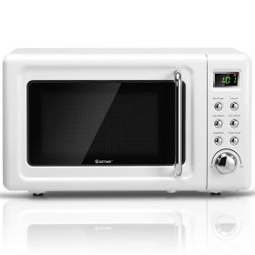 700W Retro Countertop Microwave Oven with 5 Micro Power and Auto Cooking Function - white