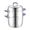 ASD;  Three-layer multi-bottom stainless steel steamer;  Heightened;  Large capacity;  No smell;  Easy to store;  32cm - Silver