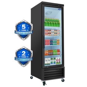 ORIKOOL Glass Door Merchandiser Refrigerator 19 Cu.ft Swing Door Commercial Display Refrigerators Merchandising Refrigeration with LED Top Panel - as