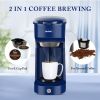 Automatic Blue 14 Oz One Cup Small Coffee Makers Single Serve For K Cup Pod Ground Coffee - as Pic