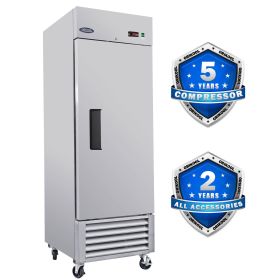 ORIKOOL 27" Commercial Refrigerator 23 Cu.ft with 1 Solid Door Reach-In Refrigerators Stainless Steel ETL Approved Upright Fridge Storage - as Pic