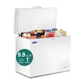 ORIKOOL Chest Freezer 9.9 Cu.ft Solid Top Commercial Deep Chest Freezers with Lockable Stay-Open Lid Painted for Back-of-House Bulk Storage - as Pic