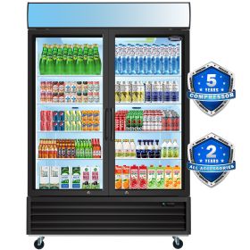 ORIKOOL Glass Door Merchandiser Refrigerator 44.7 Cu.ft Swing Door Commercial Display Refrigerators Merchandising Refrigeration with LED Top Panel - a