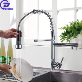 Kitchen Faucet Swivel Single Handle Sink Pull down Sprayer Mixer Tap - Silver