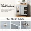 Mobile Kitchen Island Cart with 4 Open Shelves and 2 Drawers - Gray