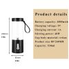 1pc 530ML Powerful Portable Blender For Smoothies Shakes USB Rechargeable Food Processor Fruit Mixer Machine Mini Juicer Blender Cup - Black