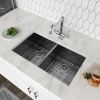 Lordear Undermount Kitchen Sink Double Bowl 18 Gauge Gunmetal Black Stainless Steel Sink - Gunmetal Black - 33-5/5