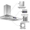 30 Inch Wall Mount Kitchen Hood 350 CFM Range Hood Stove Vented Hood Exhaust Fan - sliver