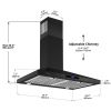 30 Inch Wall Mount Kitchen Hood 350 CFM Range Hood Stove Vented Hood Exhaust Fan - black