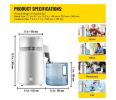 Water Distiller 750 Watt Purifier Filter 1.1 Gallon. Fully upgraded distilled water machine with handle, white - White - Stainless steel