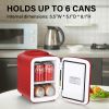 Mini Fridge, 4L/6 Can Portable Cooler & Warmer Freon-Free Small Refrigerator Provide Compact Storage for Skincare, Beverage, Food, Cosmetics, Red - as