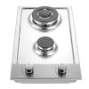 2-Burners Gas Cooktop 12in Eascookchef Stainless Steel NG/LPG Convertible - 12 inch