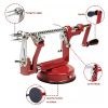 Apple Peeler Corer with Stainless Steel Blades and Powerful Suction Base - Red