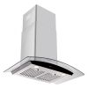 30 inch Wall Mounted Range Hood 700CFM Tempered Glass Touch Panel Control Vented LEDs - Touch Control - Black