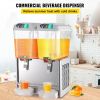 VEVOR 110V Commercial Beverage Dispenser; 9.5 Gallon 36L 2 Tanks Juice Dispenser Commercial; 18 Liter Per Tank 300W Stainless Steel Food Grade - 18 L