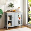 Mobile Kitchen Island Cart with 4 Open Shelves and 2 Drawers - Gray