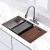 Factory Directly 30 inch or 32 inch  Multi-functional OEM Handmade SUS 304 Stainless Steel Undermount Kitchen Sink Workstation - 18 Gauge - R0