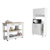 Wenden 2 Piece Kitchen Set, Kitchen Island + Kitchen Pantry, White / Light Oak - White / Light Oak