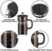 French Press Coffee Maker - 4 Level Filtration System - 304 Grade Stainless Steel - Heat Resistant Borosilicate Glass, 34 Oz, 8 Cup, Black - 23.99