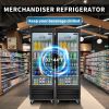 ORIKOOL Glass Door Merchandiser Refrigerator 19 Cu.ft Swing Door Commercial Display Refrigerators Merchandising Refrigeration with LED Top Panel - as