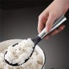 Rice Paddle; Silicone Standing Rice Spoon; Stainless Steel Handle Rice Scooper; Round Edge Not Rust Rice Serving Spoon; Non-Stick Rice Spatula Kitchen