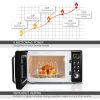 700W Retro Countertop Microwave Oven with 5 Micro Power and Auto Cooking Function - golden