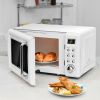 700W Retro Countertop Microwave Oven with 5 Micro Power and Auto Cooking Function - white