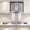 30 Inch Wall Mount Kitchen Hood 350 CFM Range Hood Stove Vented Hood Exhaust Fan - sliver