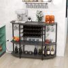 3-Tier Wine Bar Cabinet with Storage Shelves - Gray