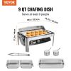 VEVOR Rectangle Roll Top Chafing Dish with 9Qt Pan Visual Glass Lid Fuel Holder - Default