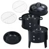 3-in-1 Charcoal Smoker BBQ Grill 15.7"x31.4" - Black