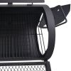 BBQ Charcoal Smoker with Bottom Shelf Black Heavy XXL - Black