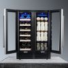 Wine Cooler Refrigerator - Dual Zone Built-in or Freestanding Fridge with Stainless Steel Tempered Glass Door and Temperature Memory Function - 24 inc