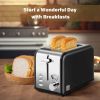 Retro Stainless-Steel Style 2-Slice Toaster  - Black & Silver