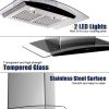 30 inch Wall Mounted Range Hood 700CFM Tempered Glass Touch Panel Control Vented LEDs - Touch Control - Black