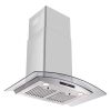 30 inch Wall Mounted Range Hood 700CFM Tempered Glass Touch Panel Control Vented LEDs - Touch Control